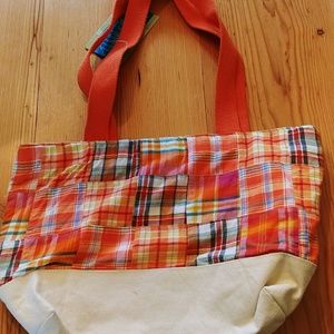 Orange plaid tote
